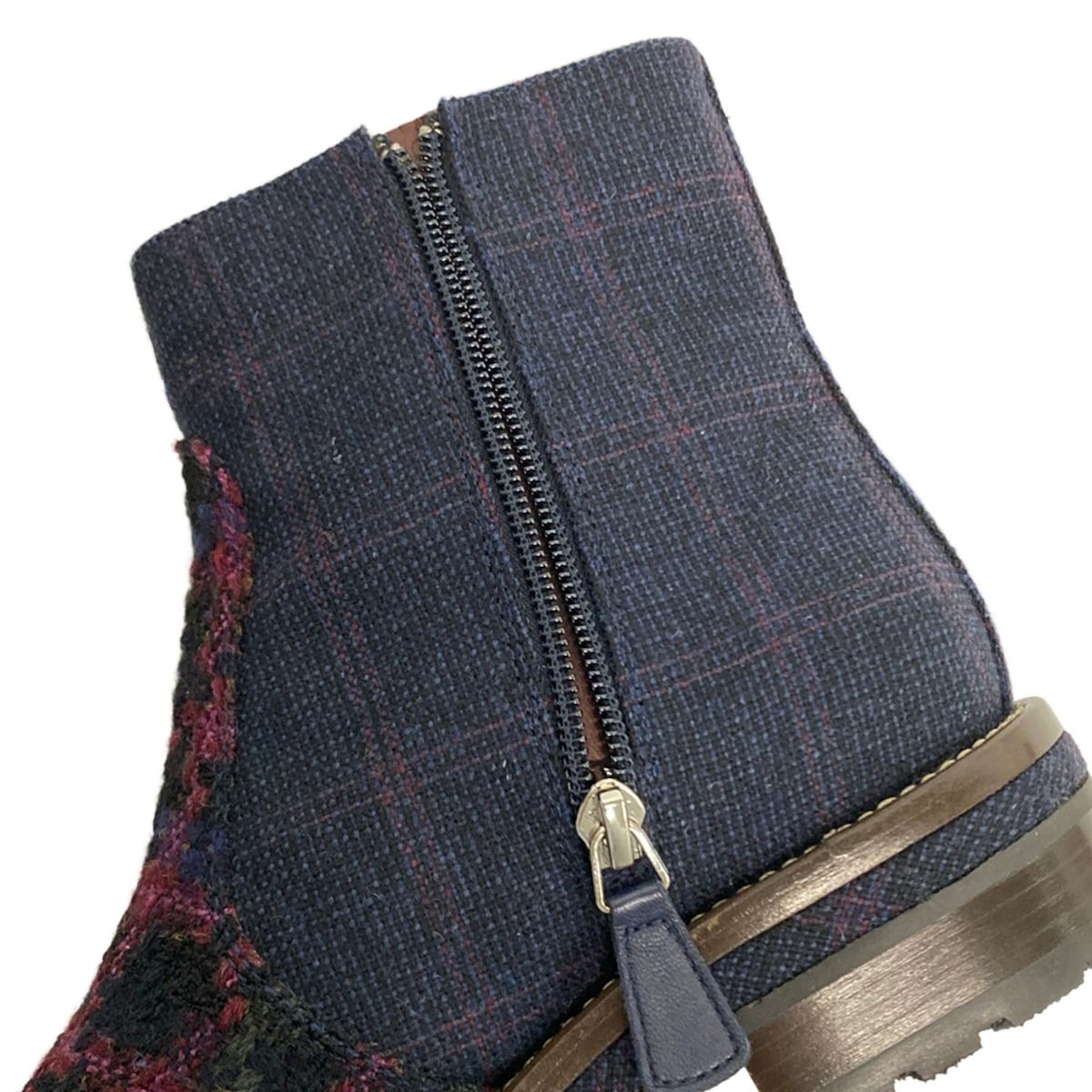 Chanel Short Boots 36.5 Navy Bordeaux Multi — view 7