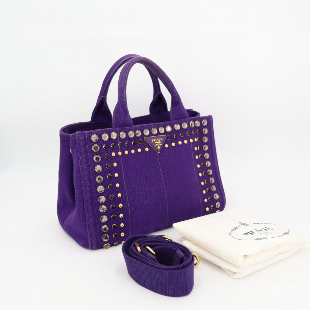 Prada Canapa 2-Way Handbag with Bijou