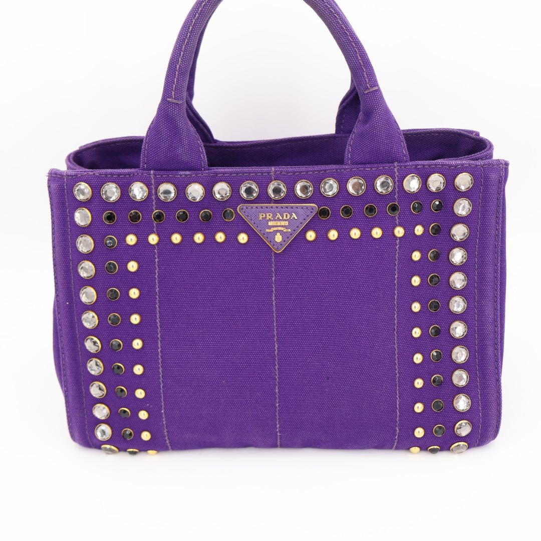 Prada Canapa 2-Way Handbag with Bijou — view 5
