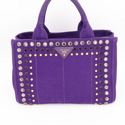 Prada Canapa 2-Way Handbag with Bijou — view 5