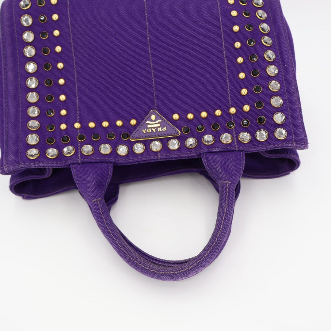 Prada Canapa 2-Way Handbag with Bijou — view 7
