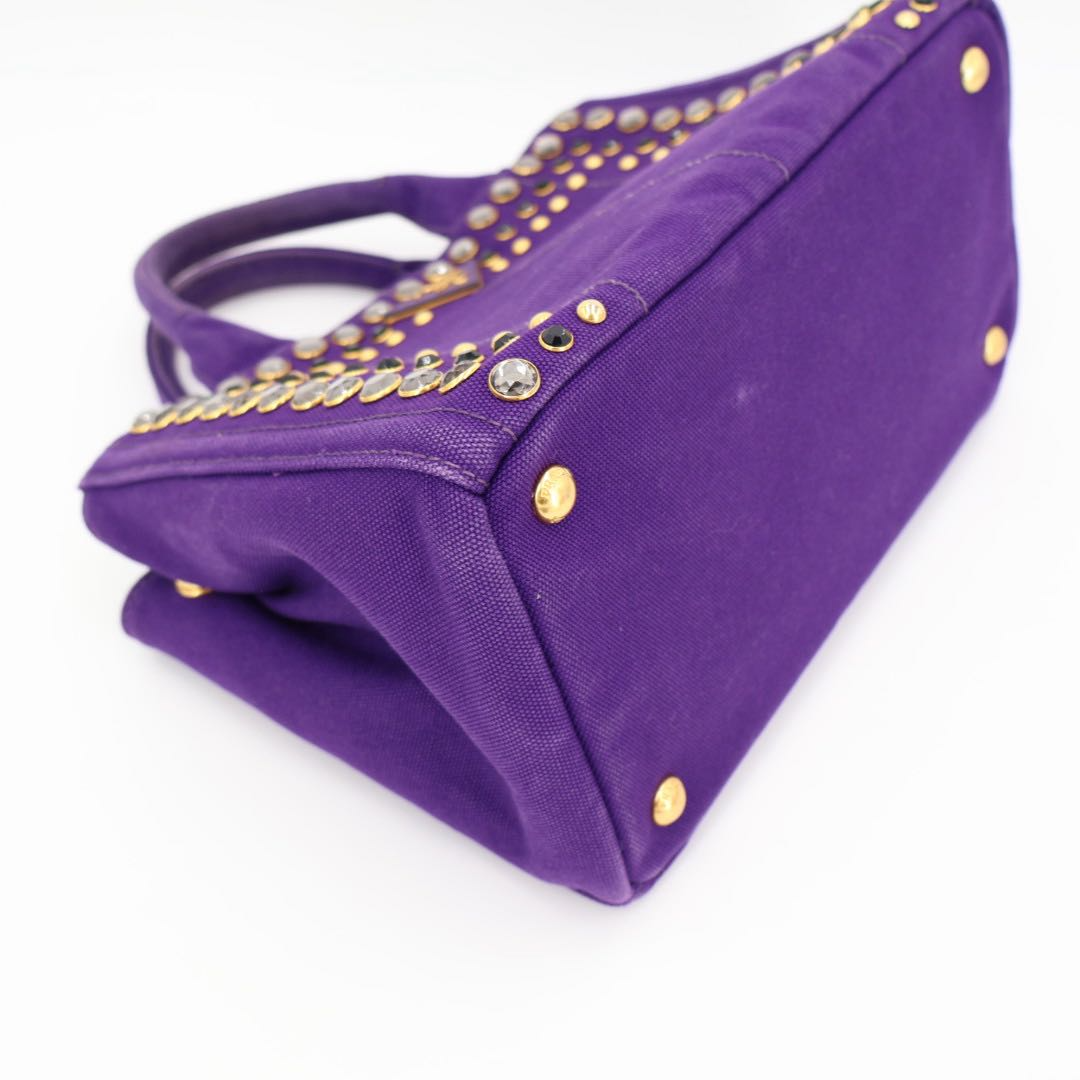 Prada Canapa 2-Way Handbag with Bijou — view 8