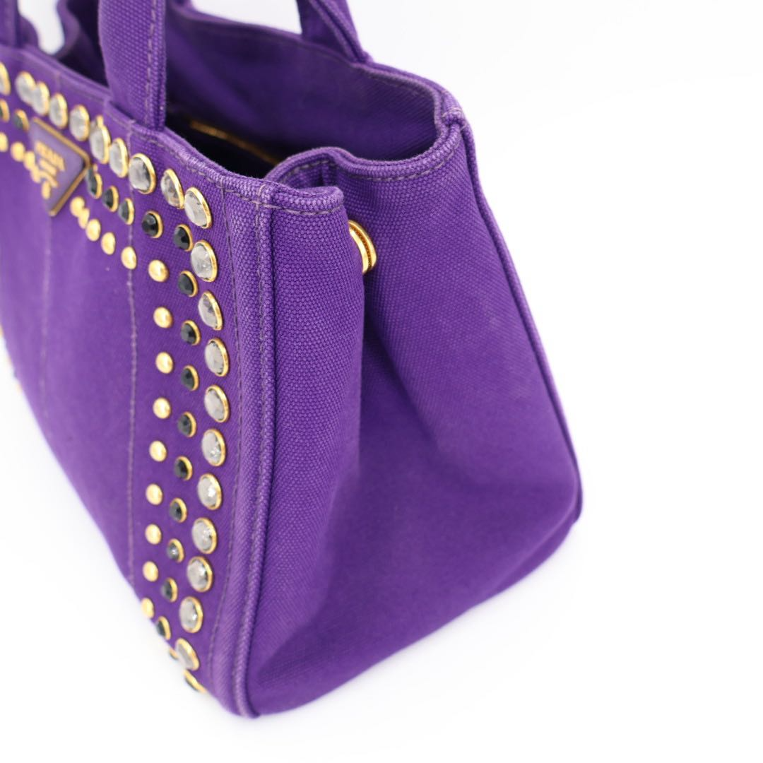 Prada Canapa 2-Way Handbag with Bijou — view 4