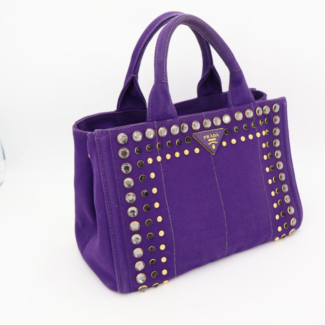 Prada Canapa 2-Way Handbag with Bijou — view 6