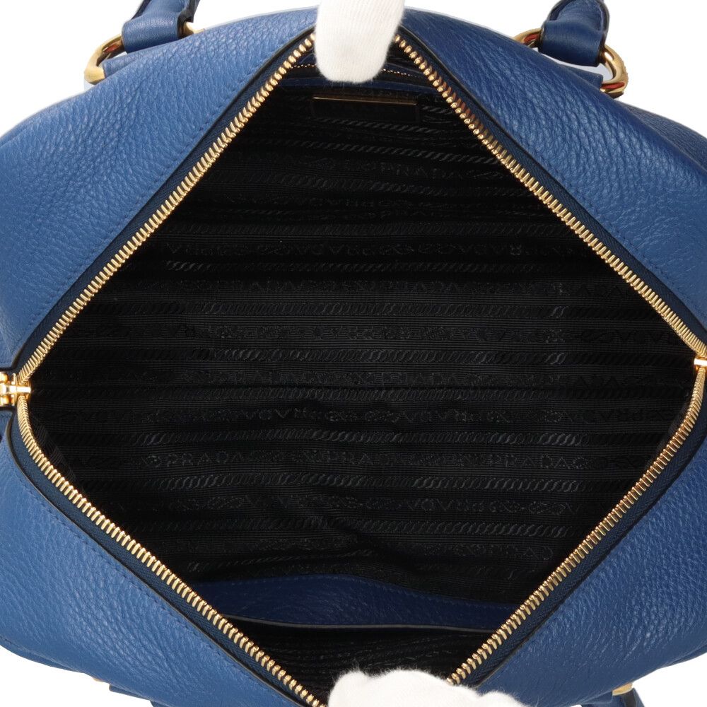 Prada Mini Boston Vitello Phoenix Shoulder Bag Leather Blue — view 6