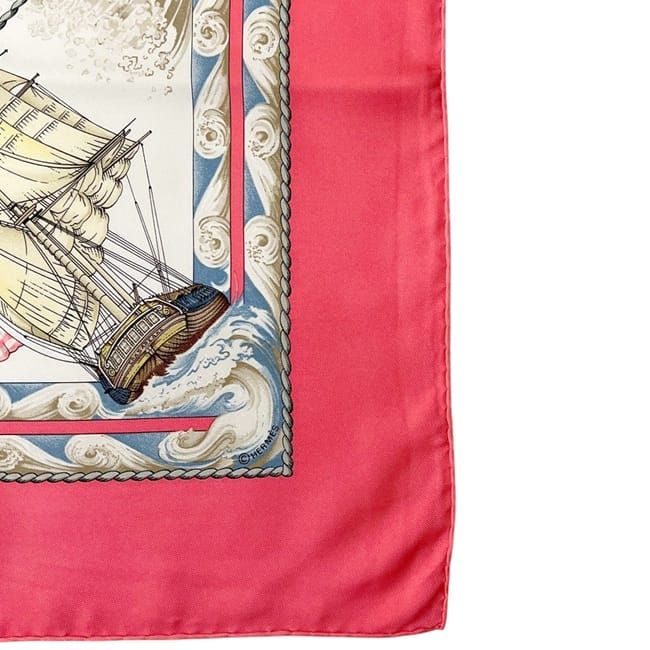 Hermes Scarf Carre 90 Pink White Vive le Vent — view 6