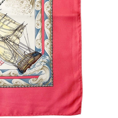 Hermes Scarf Carre 90 Pink White Vive le Vent — view 6