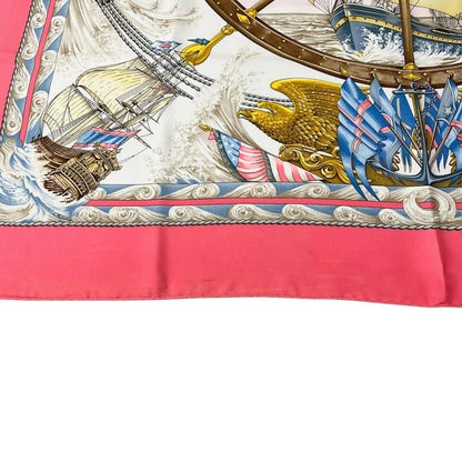 Hermes Scarf Carre 90 Pink White Vive le Vent — view 5