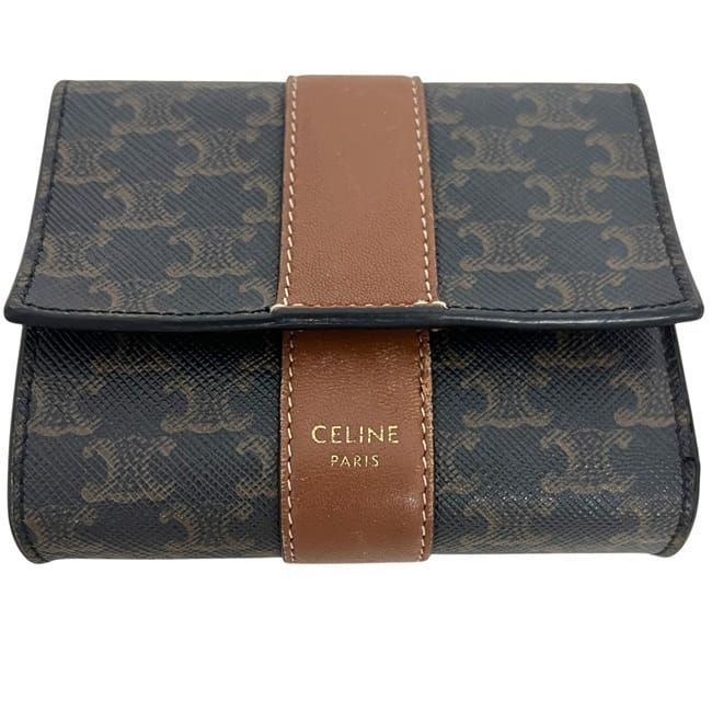 Celine Trifold Wallet Black Brown Macadam — view 8