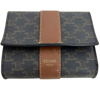 Celine Trifold Wallet Black Brown Macadam — view 8