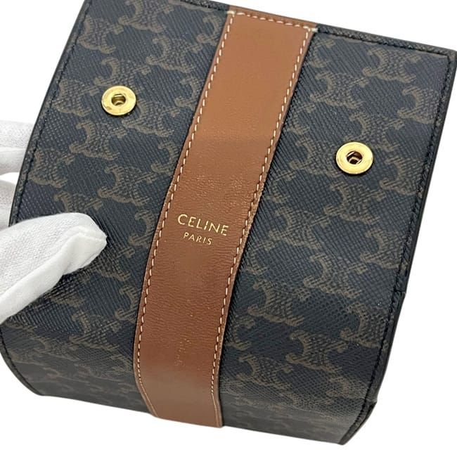 Celine Trifold Wallet Black Brown Macadam — view 7