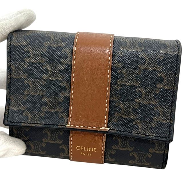 Celine Trifold Wallet Black Brown Macadam — view 9