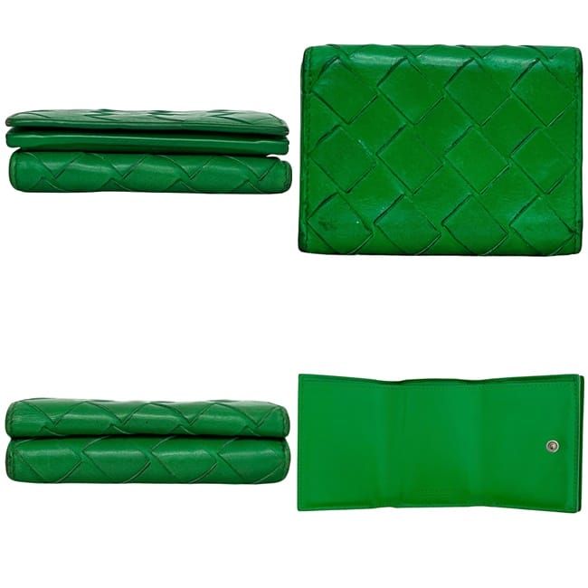 Bottega Veneta Trifold Wallet Green Intrecciato Compact — view 2