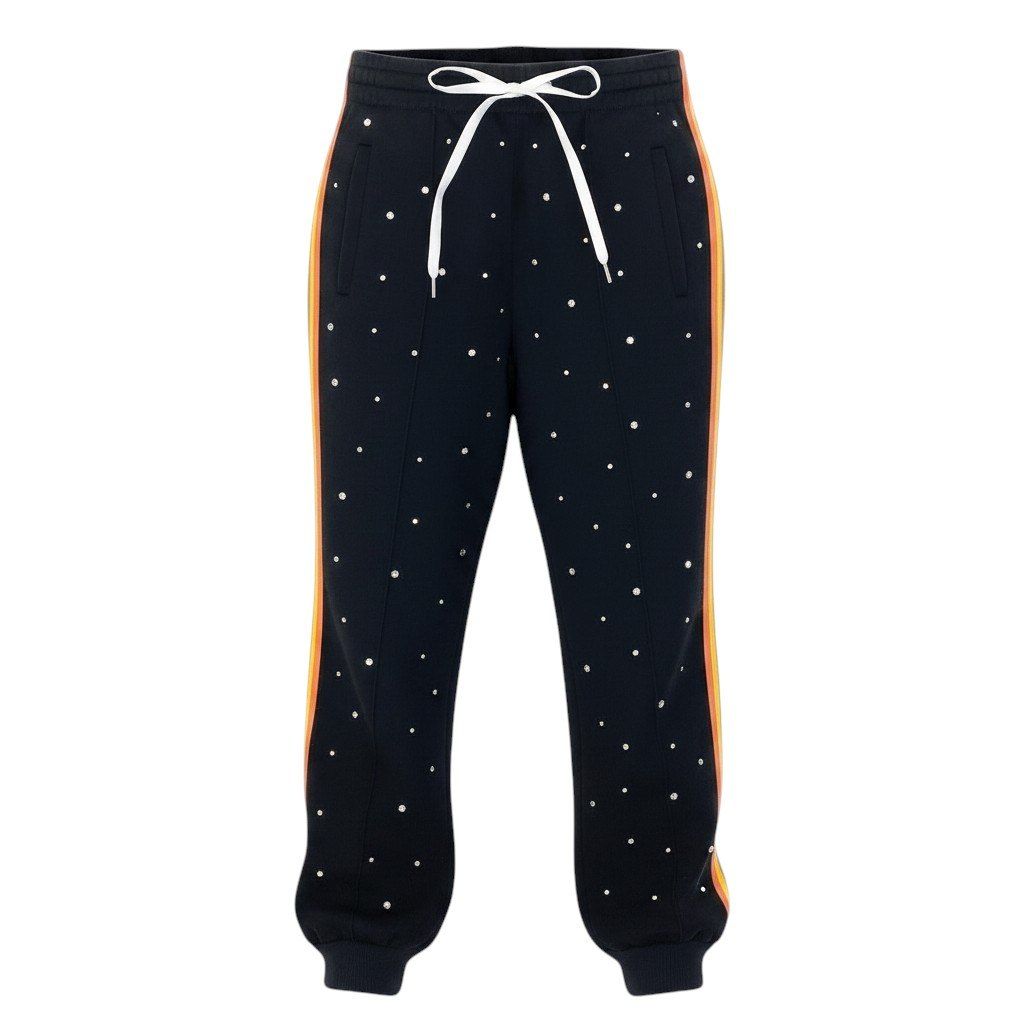 Miu Miu Line Stone Sweatshirt Pants Side Bottom Black
