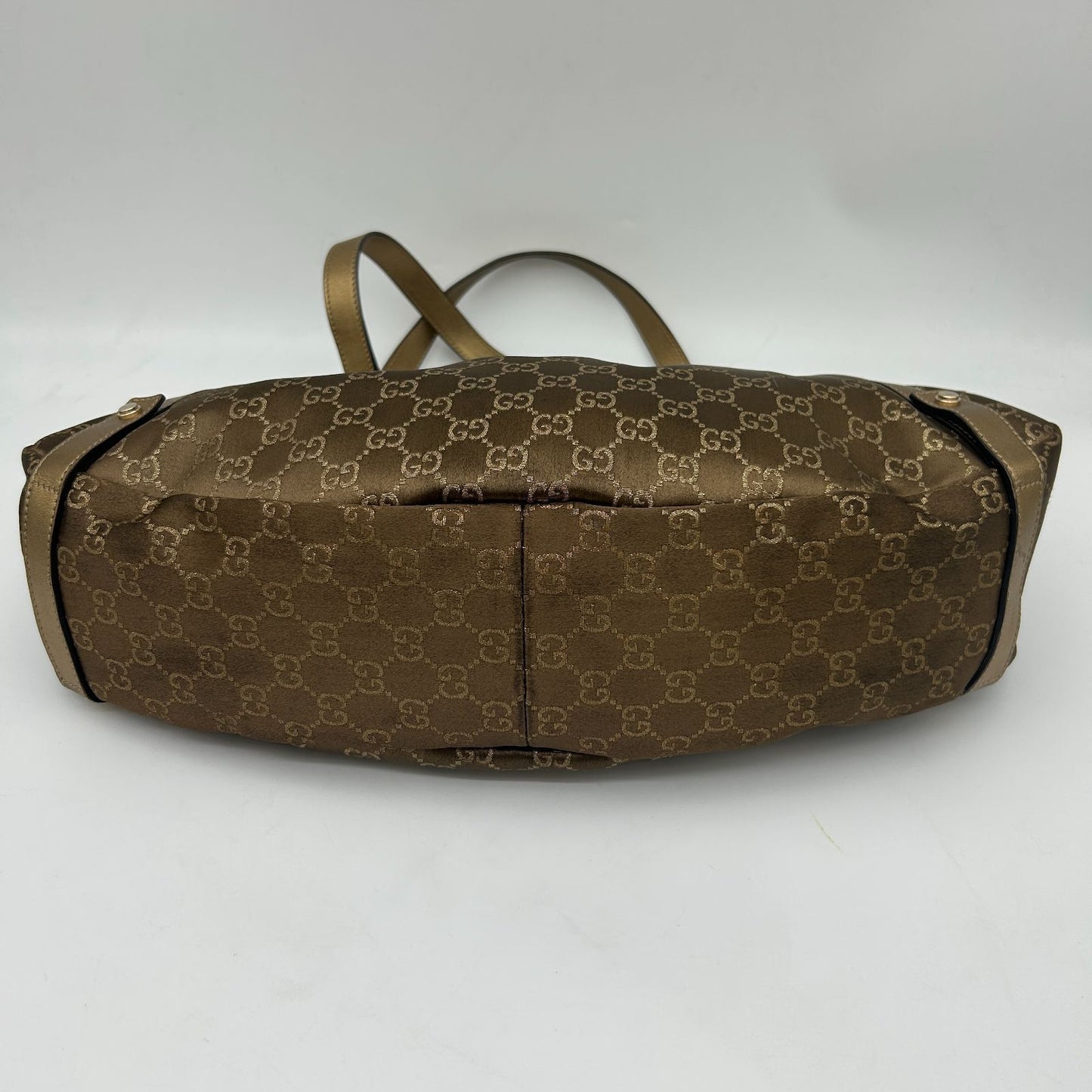 Gucci GG Canvas Abbey Tote Shoulder Bag Metallic Cles the Gold Brown — view 7