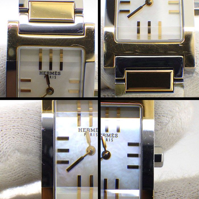 Hermes Watch Tandem Rectangular White Shell Dial SS Quartz Analog — view 7