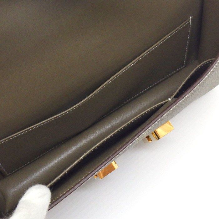 Hermes Shoulder Bag Constance Elan Miroir Etoupe Epsom Pink Gold — view 6