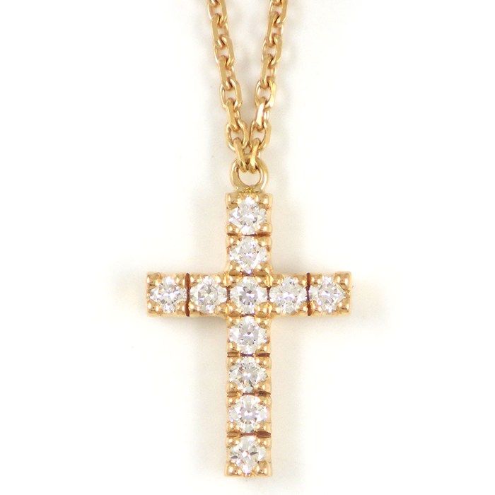 Cartier Necklace Symbol Cross Diamond 18k Pink Gold