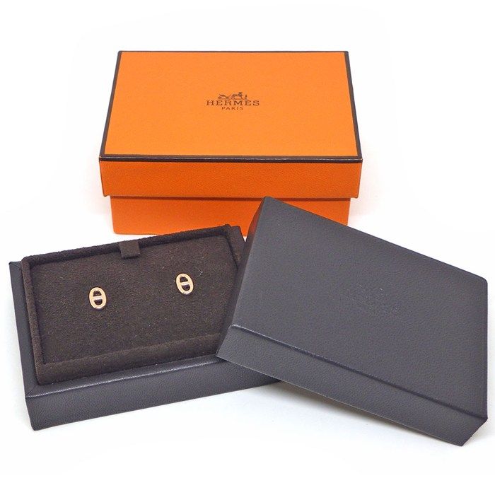 Hermes Earrings Chaine D'ancre Farandole Chain Motif 18k Pink Gold — view 7