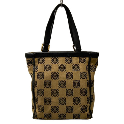 Loewe Shoulder Bag Anagram Pattern Beige Black Leather