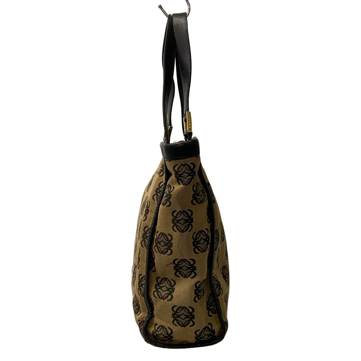 Loewe Shoulder Bag Anagram Pattern Beige Black Leather — view 4