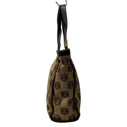 Loewe Shoulder Bag Anagram Pattern Beige Black Leather — view 4