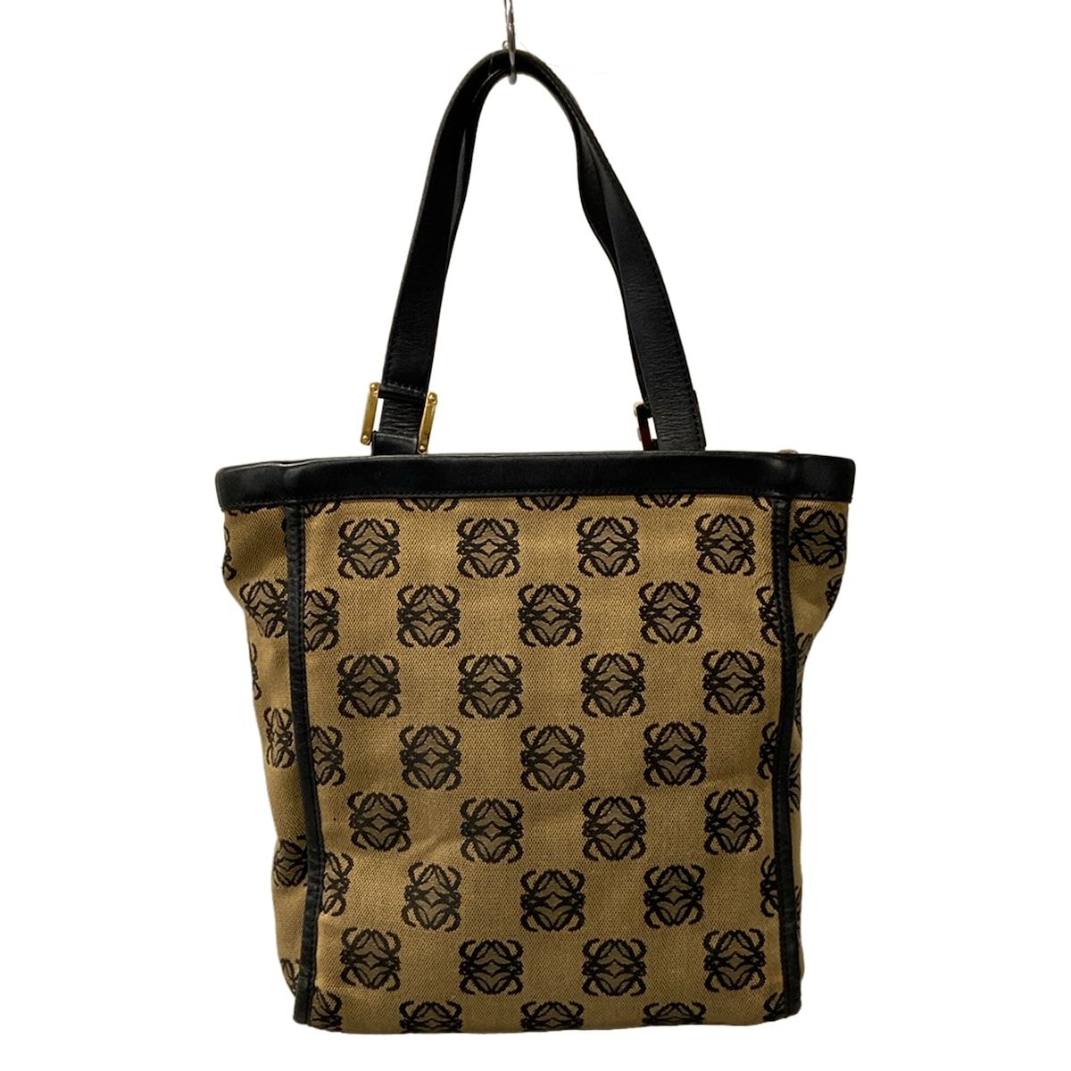 Loewe Shoulder Bag Anagram Pattern Beige Black Leather — view 3