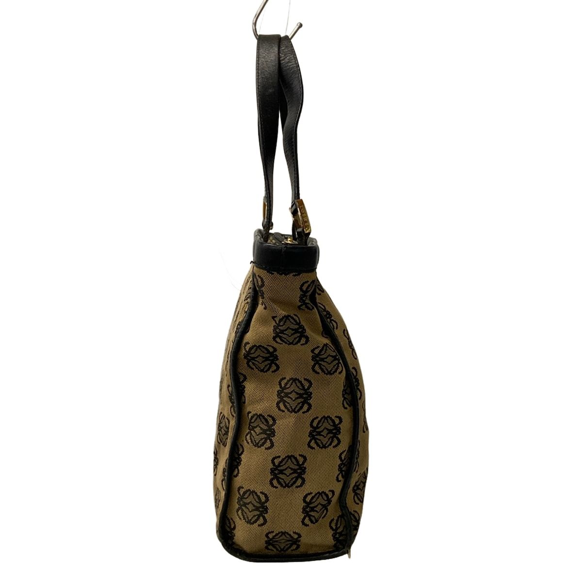 Loewe Shoulder Bag Anagram Pattern Beige Black Leather — view 2