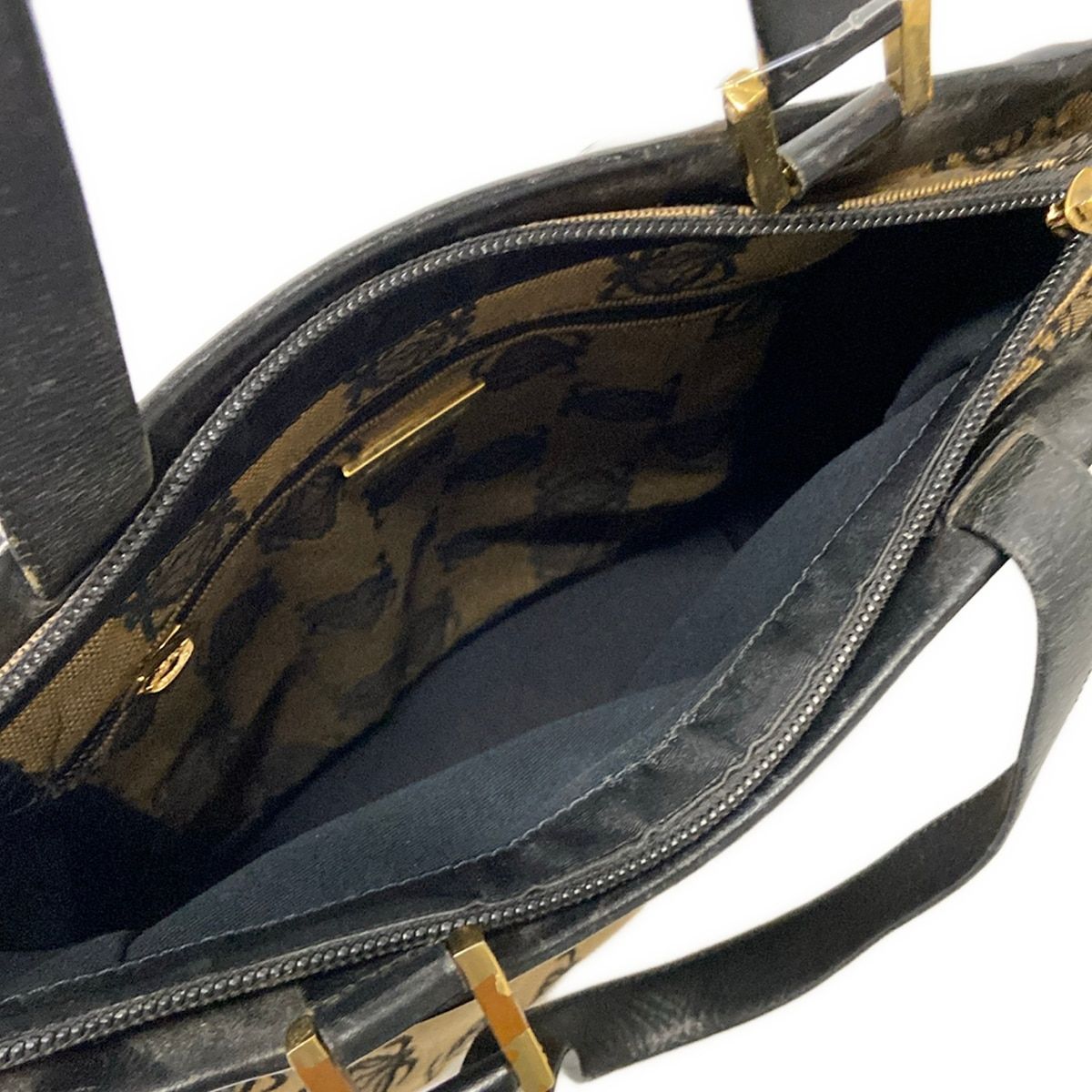 Loewe Shoulder Bag Anagram Pattern Beige Black Leather — view 7