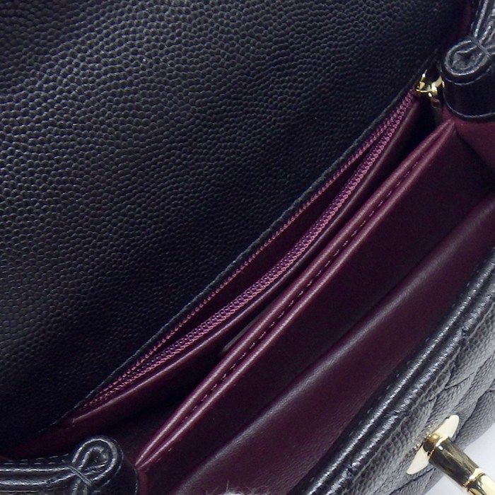 Chanel Shoulder Bag Quilted Coco Handle Xxs Top Mini Black Bordeaux Caviar — view 6