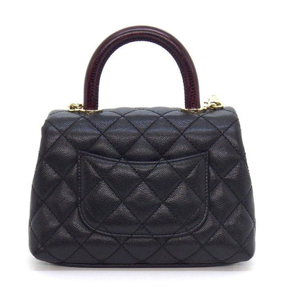 Chanel Shoulder Bag Quilted Coco Handle Xxs Top Mini Black Bordeaux Caviar — view 2