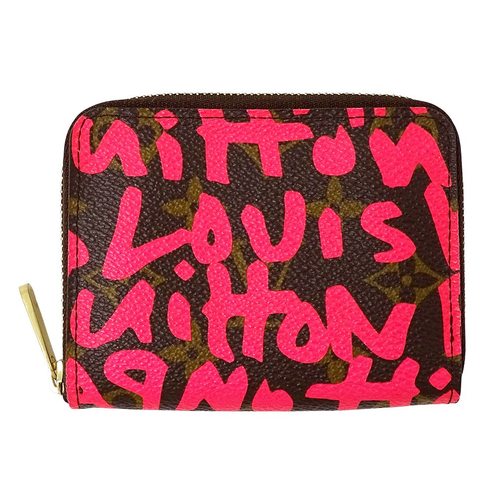 Louis Vuitton Wallet Monogram Graffiti Coin Case Zippy Purse Fuchsia Pink Brown
