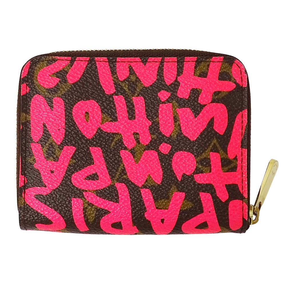 Louis Vuitton Wallet Monogram Graffiti Coin Case Zippy Purse Fuchsia Pink Brown — view 2