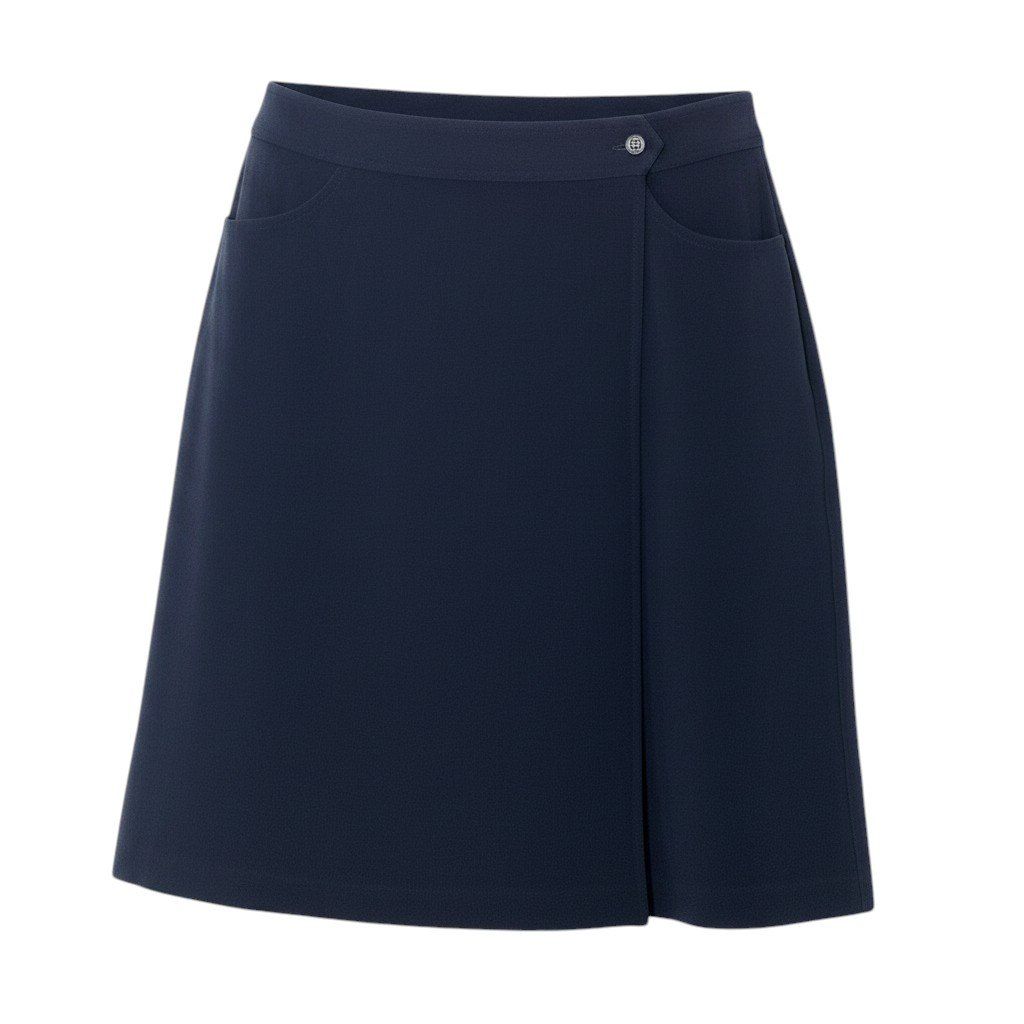 Chanel Wrap Skirt Knee Length 42 Navy Wool