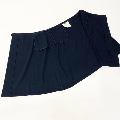 Chanel Wrap Skirt Knee Length 42 Navy Wool — view 7