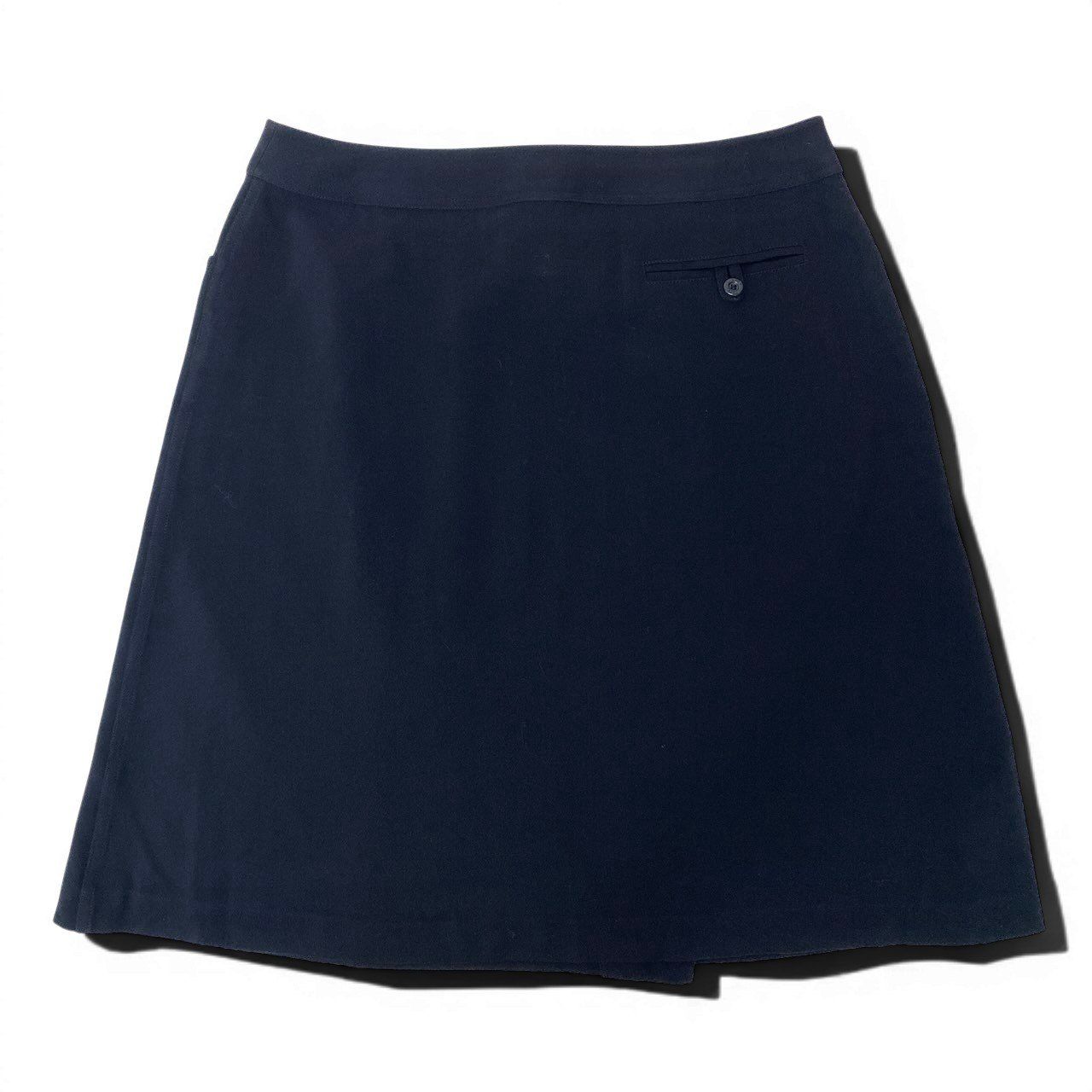 Chanel Wrap Skirt Knee Length 42 Navy Wool — view 3