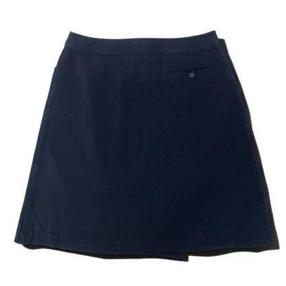 Chanel Wrap Skirt Knee Length 42 Navy Wool — view 3