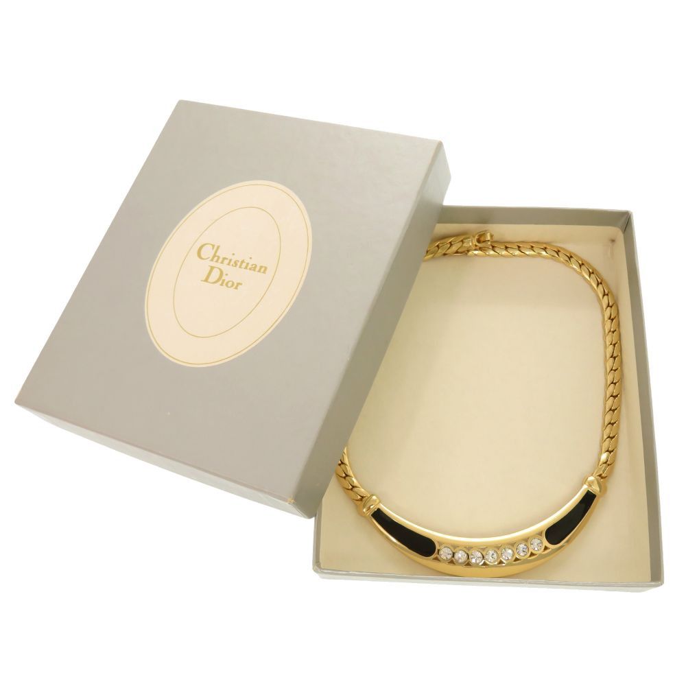 Dior Vintage Choker Necklace Stone Metal Gold — view 6