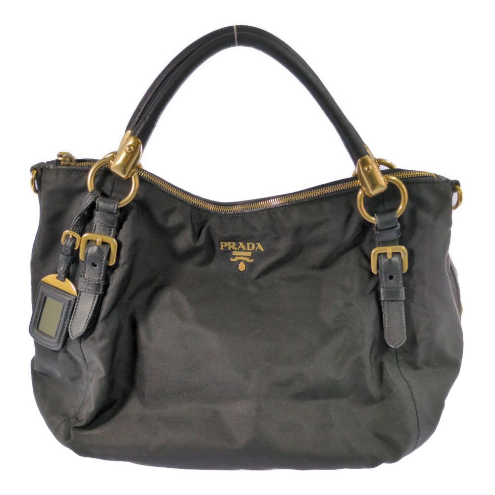 Prada Tessuto Nylon Leather Tote Black