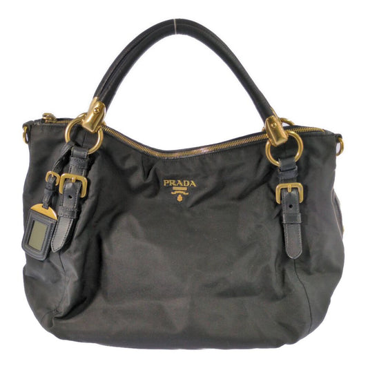 Prada Tessuto Nylon Leather Tote Black