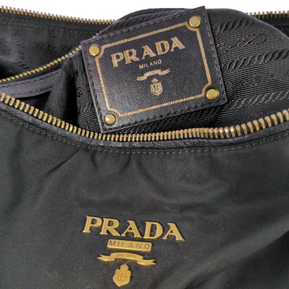 Prada Tessuto Nylon Leather Tote Black — view 6