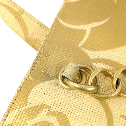 Chanel Super Camellia Canvas Chain Handbag CC Logo Beige Vintage Around Tote
