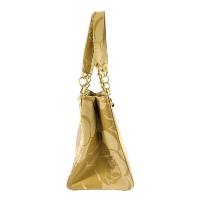 Chanel Super Camellia Canvas Chain Handbag CC Logo Beige Vintage Around Tote