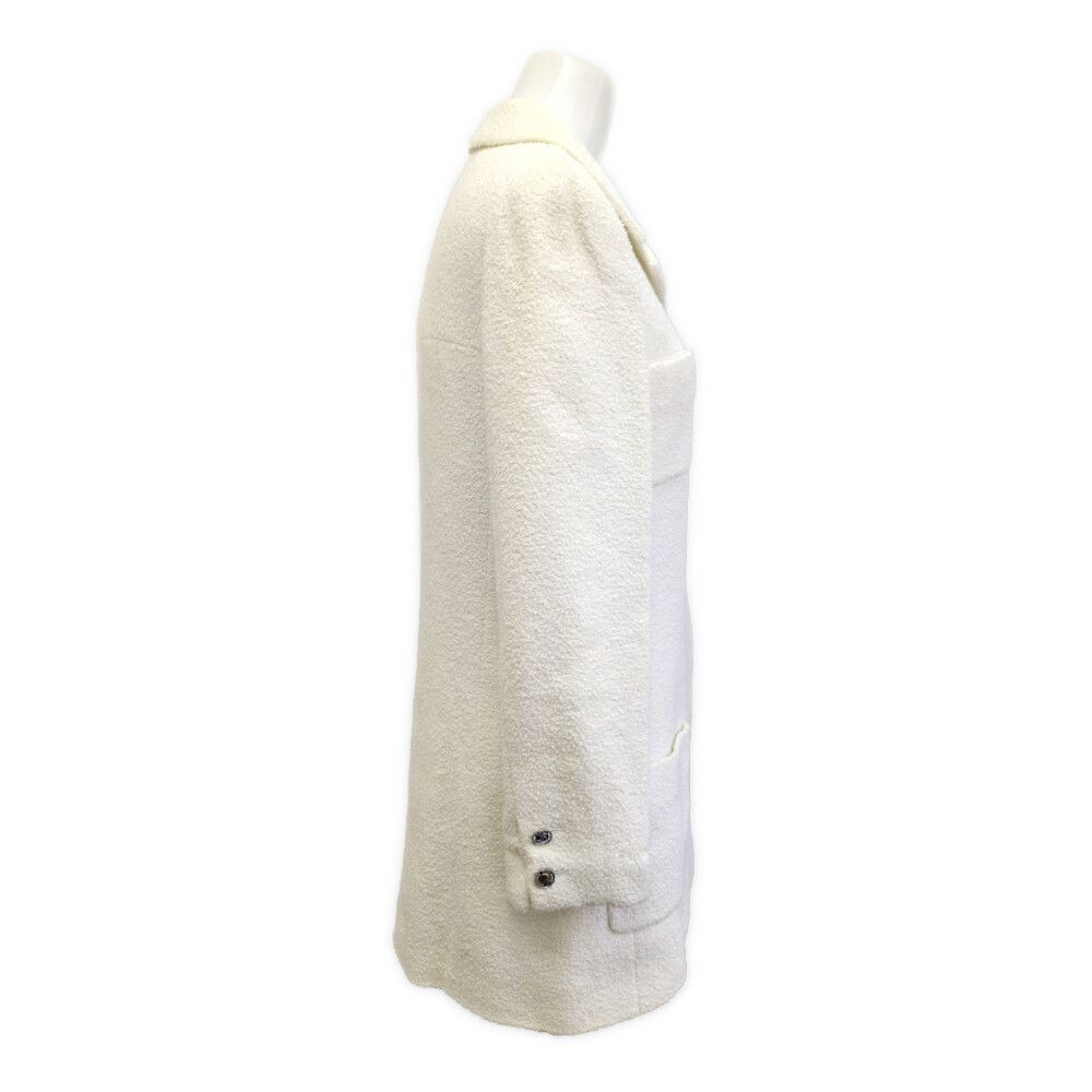 Chanel Coin Button Tweed Jacket 38 Ivory CC Logo Vintag /winter