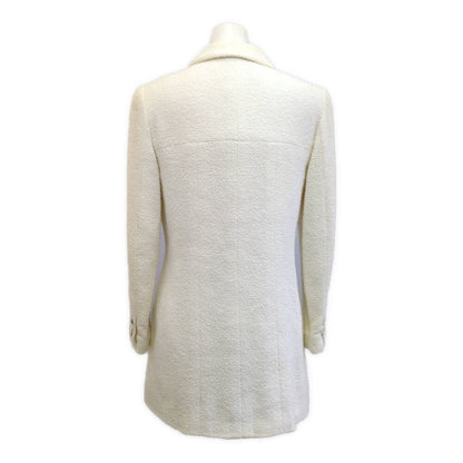 Chanel Coin Button Tweed Jacket 38 Ivory CC Logo Vintag /winter