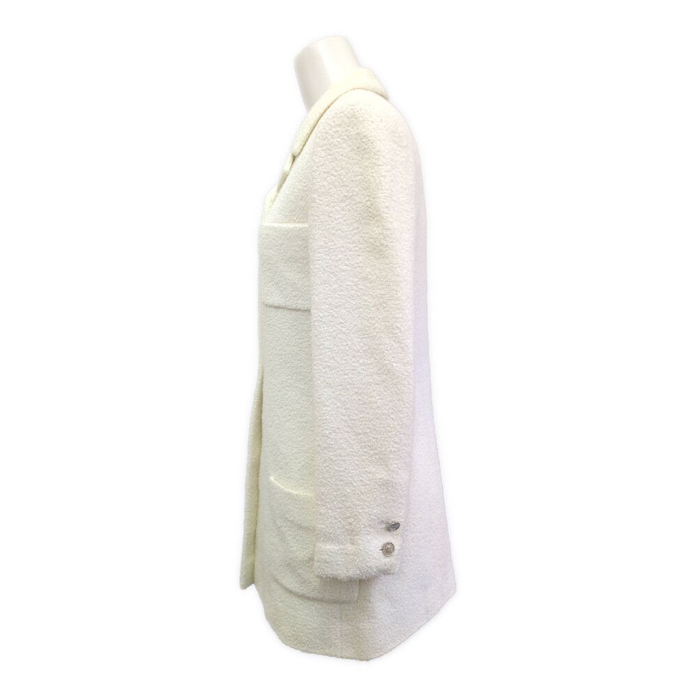 Chanel Coin Button Tweed Jacket 38 Ivory CC Logo Vintag /winter