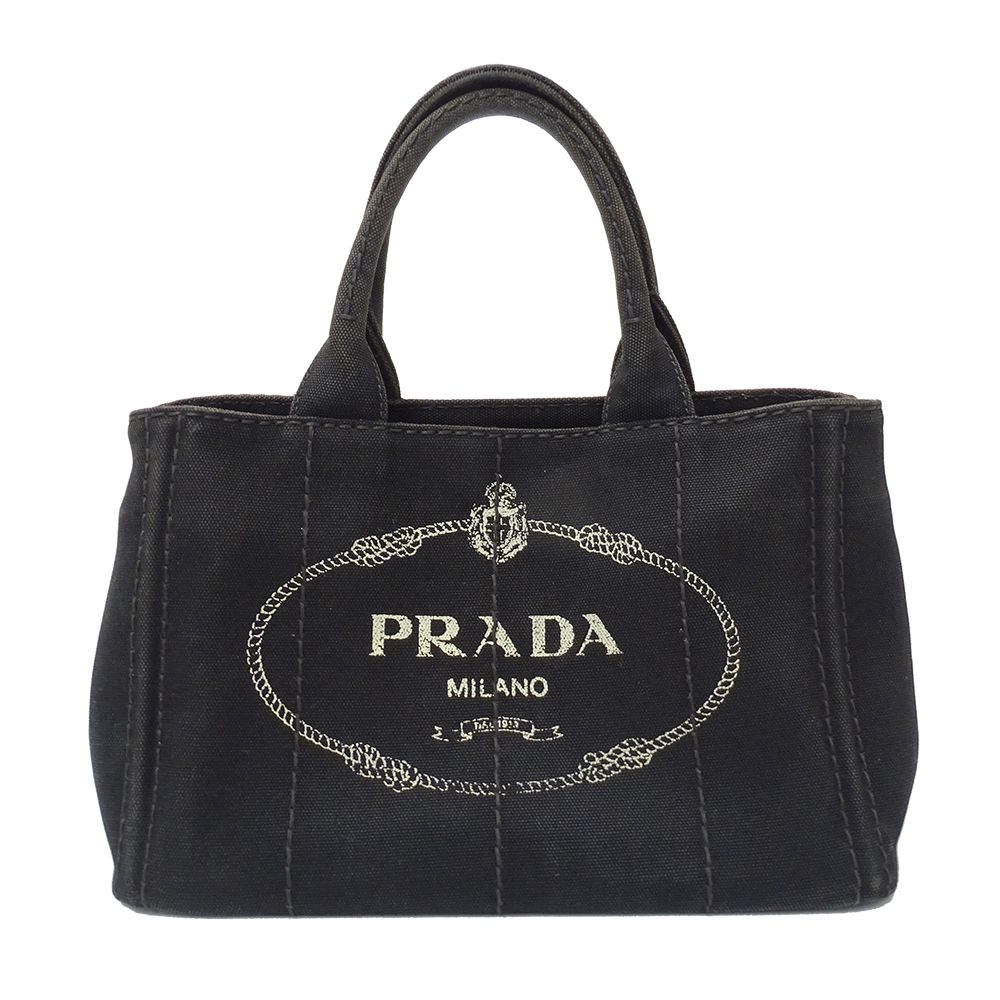 Prada Bag Handbag Canapa Mini Canvas Black Adult Simple Going Out