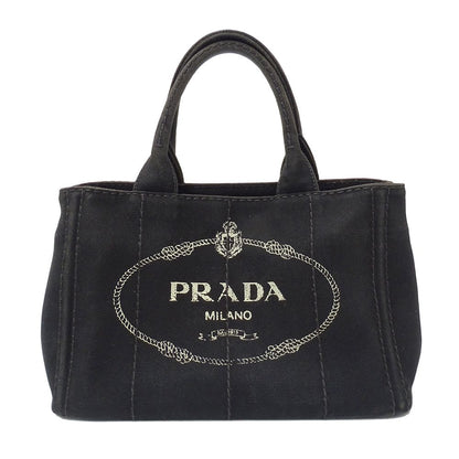 Prada Bag Handbag Canapa Mini Canvas Black Adult Simple Going Out
