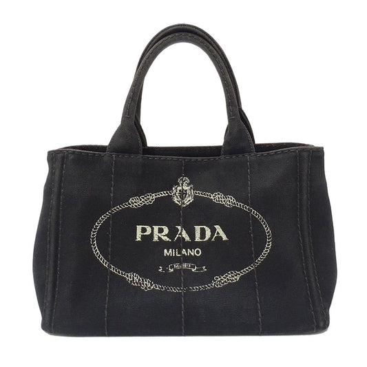 Prada Bag Handbag Canapa Mini Canvas Black Adult Simple Going Out