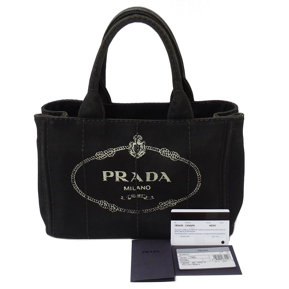 Prada Bag Handbag Canapa Mini Canvas Black Adult Simple Going Out — view 7
